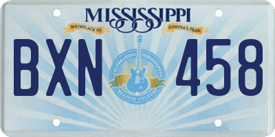 MS license plate BXN458
