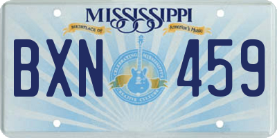 MS license plate BXN459