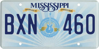 MS license plate BXN460