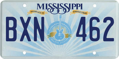 MS license plate BXN462