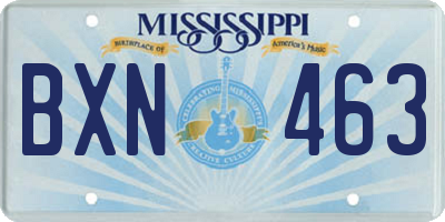 MS license plate BXN463