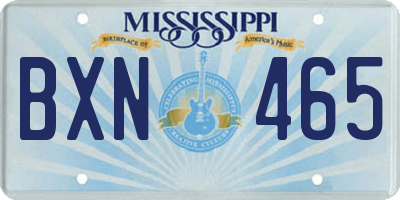 MS license plate BXN465