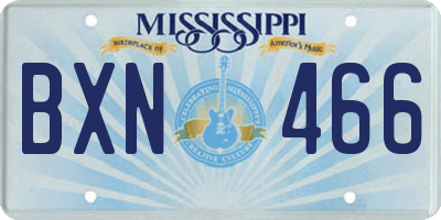 MS license plate BXN466