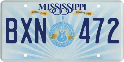 MS license plate BXN472
