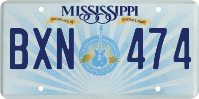 MS license plate BXN474