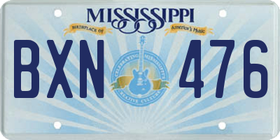 MS license plate BXN476