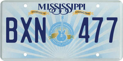 MS license plate BXN477
