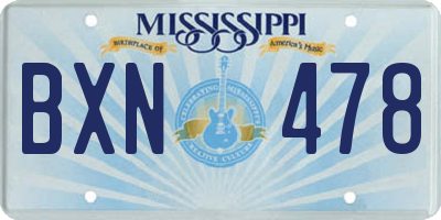 MS license plate BXN478