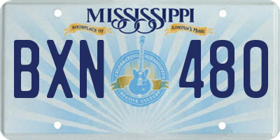 MS license plate BXN480