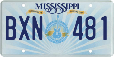 MS license plate BXN481