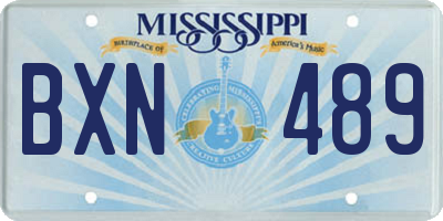 MS license plate BXN489