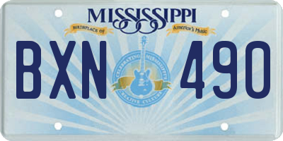 MS license plate BXN490