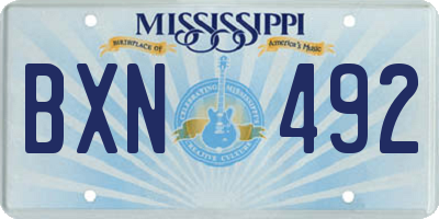 MS license plate BXN492