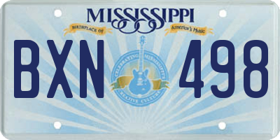 MS license plate BXN498