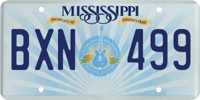 MS license plate BXN499