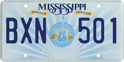 MS license plate BXN501