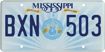 MS license plate BXN503