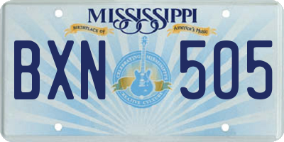 MS license plate BXN505