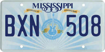 MS license plate BXN508