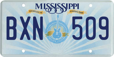 MS license plate BXN509