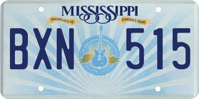 MS license plate BXN515