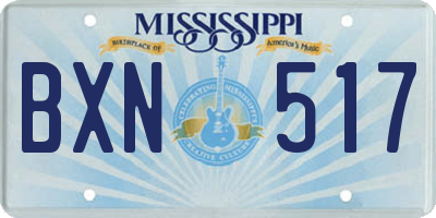MS license plate BXN517