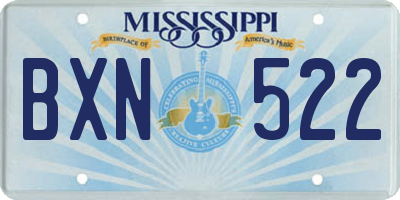 MS license plate BXN522