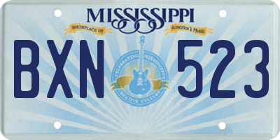 MS license plate BXN523