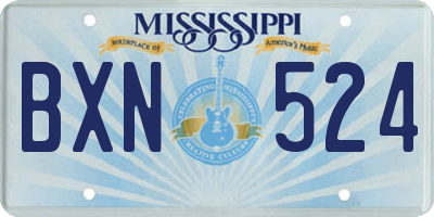 MS license plate BXN524