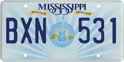 MS license plate BXN531