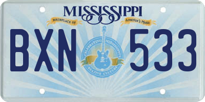 MS license plate BXN533