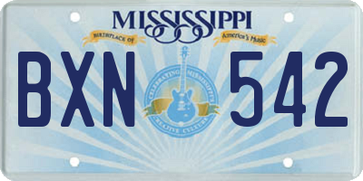 MS license plate BXN542