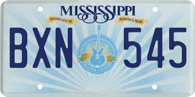 MS license plate BXN545