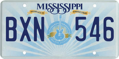 MS license plate BXN546