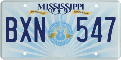 MS license plate BXN547