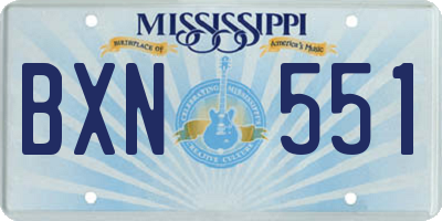MS license plate BXN551