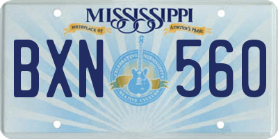 MS license plate BXN560