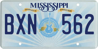 MS license plate BXN562