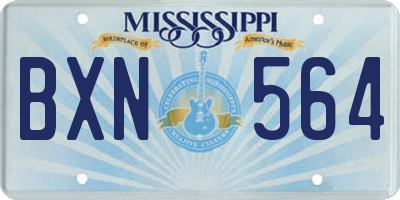 MS license plate BXN564