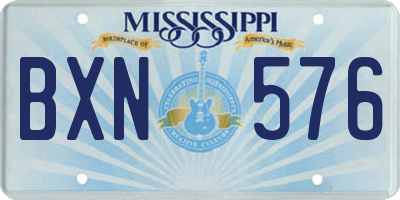 MS license plate BXN576