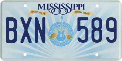 MS license plate BXN589