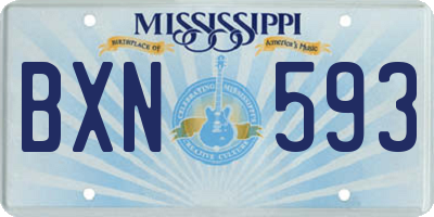 MS license plate BXN593