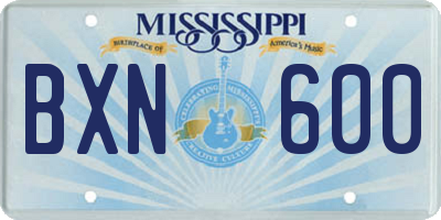 MS license plate BXN600