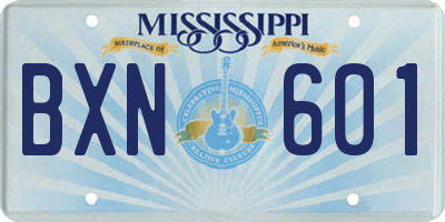 MS license plate BXN601