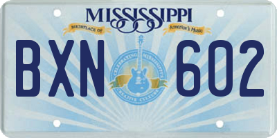 MS license plate BXN602