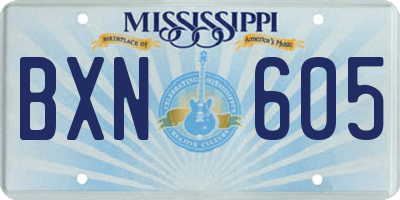 MS license plate BXN605