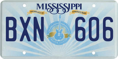 MS license plate BXN606