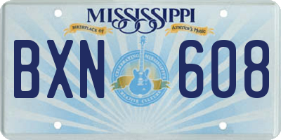MS license plate BXN608