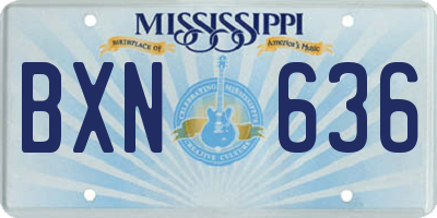 MS license plate BXN636