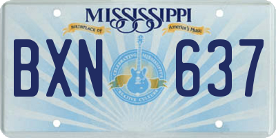 MS license plate BXN637